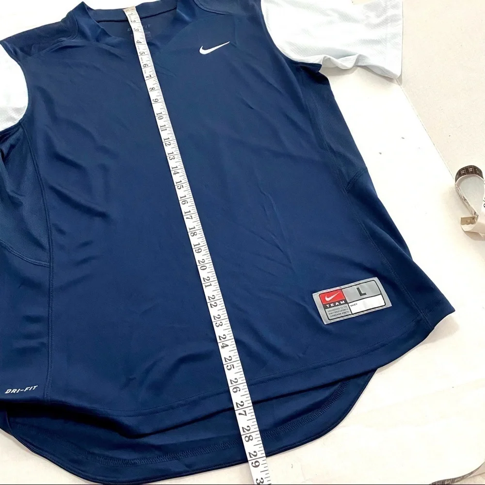 Blue White Nike Dri-Fit Team Athletic Jersey Shirt Large V-Neck Sport Jersey